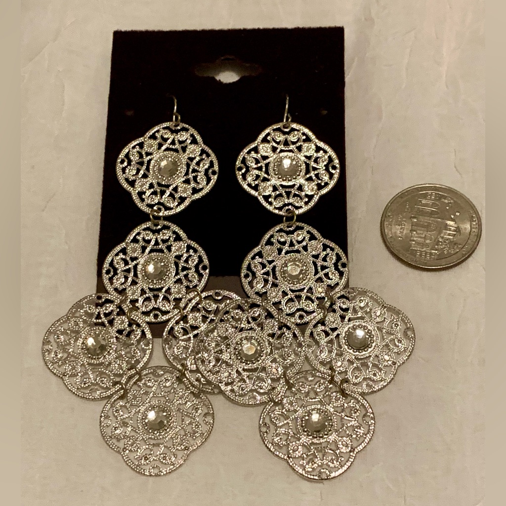 Large Silver Statement Earrings